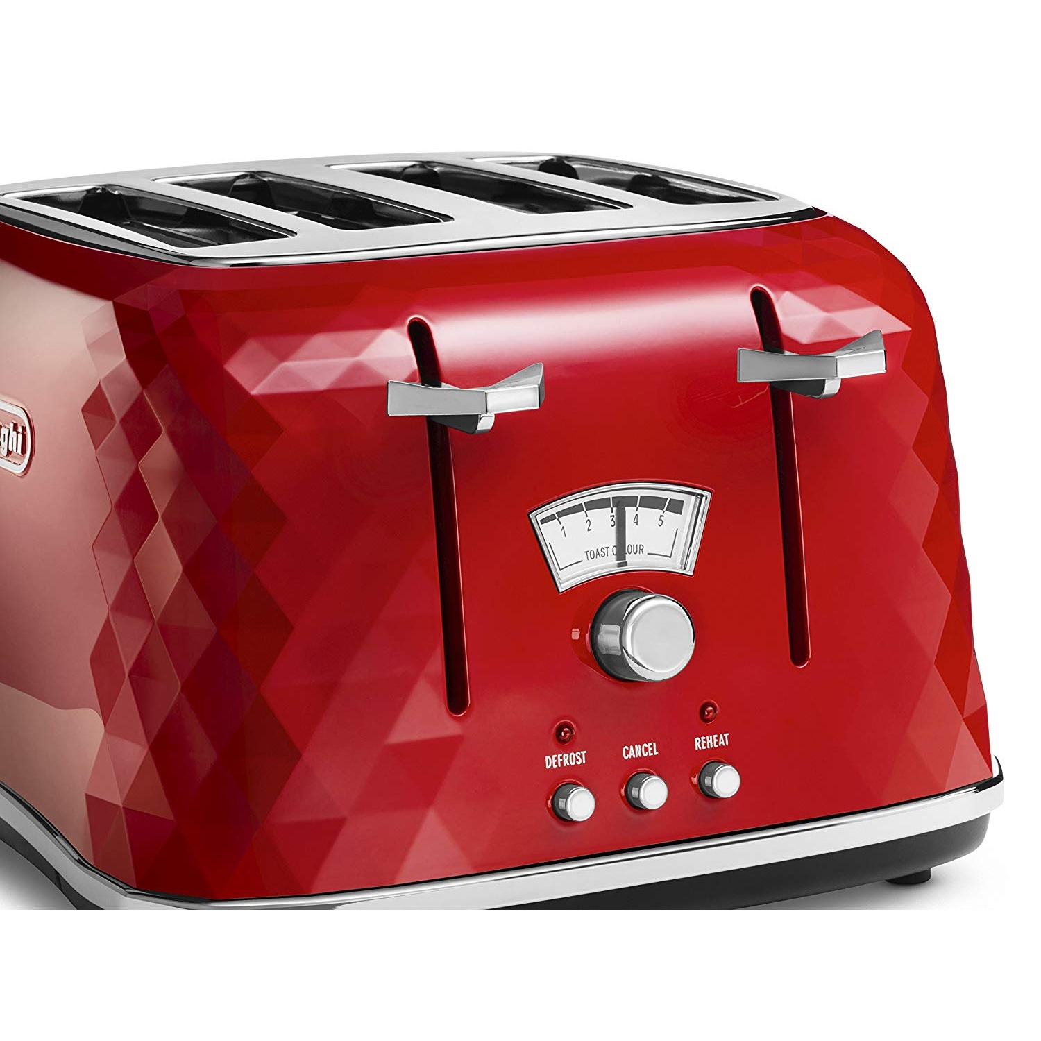 DeLonghi Vintage Brilliante 4Slice Red Toaster 1800W Diamond Retro